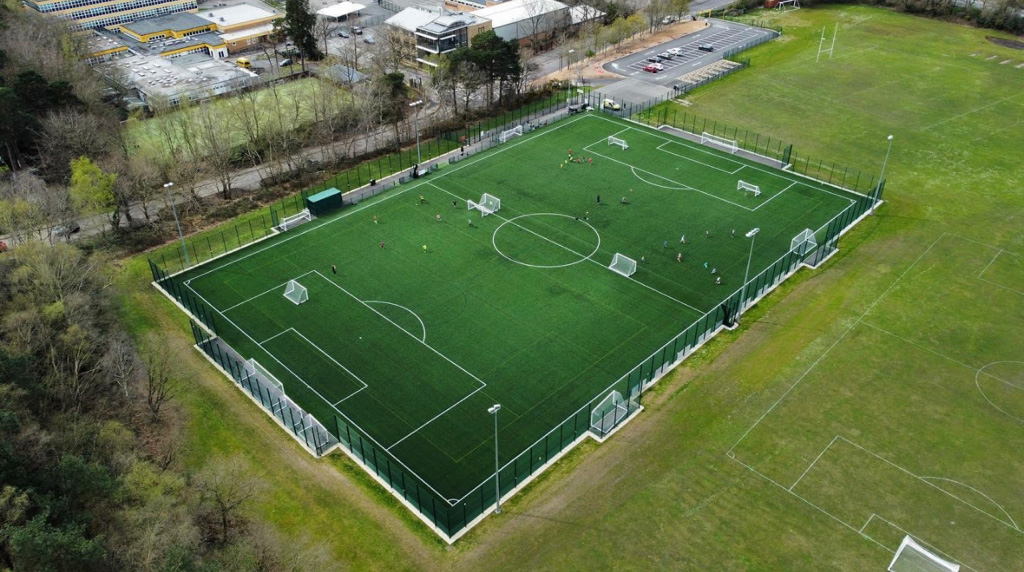 Aerial view of Tomlinscote football pitches and 3G astroturf